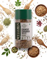 Wellubia Crunchy Coriander Splitz, bottle with ingredients, view 1