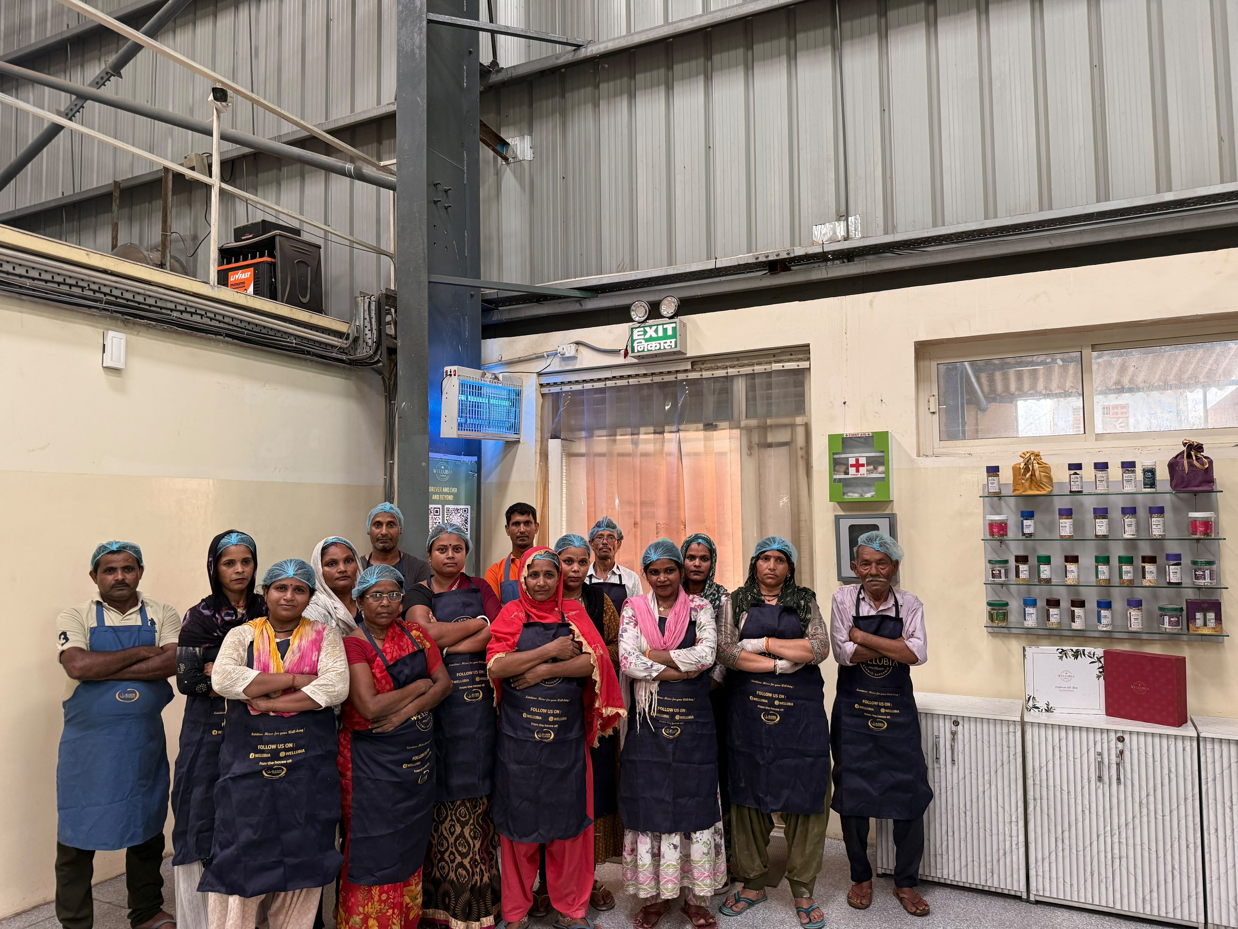 Wellubia production and packing team at the Palwal facility