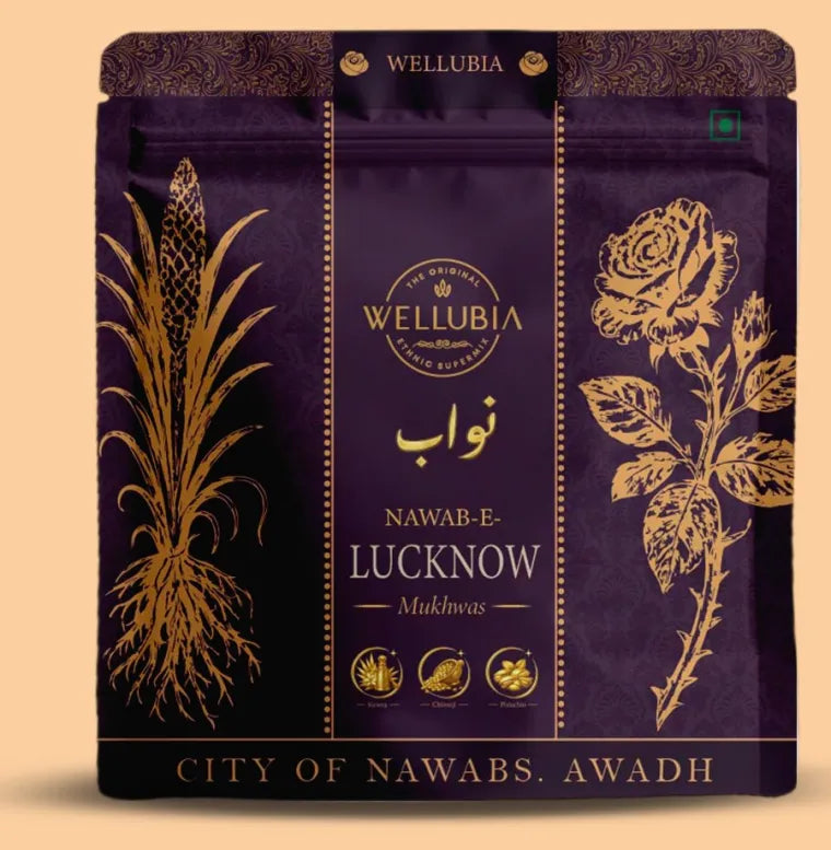 Wellubia Nawab-e-Lucknow mukhwas in a sealed stand-up pouch