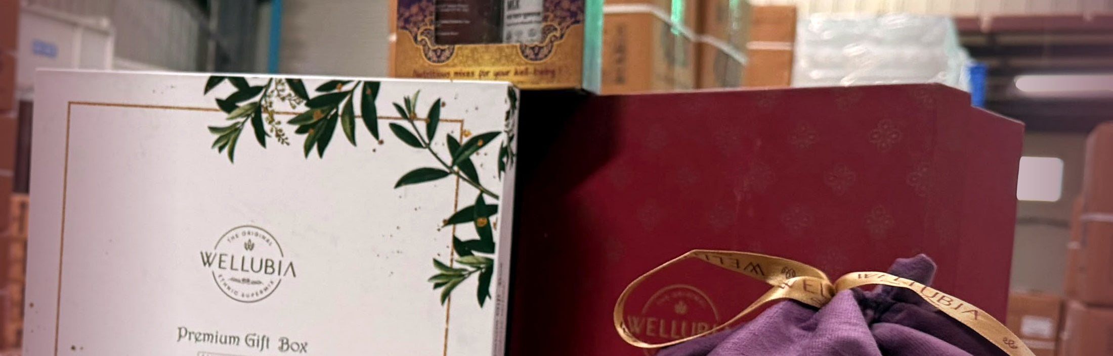 Wellubia gift boxes arranged for an occasion