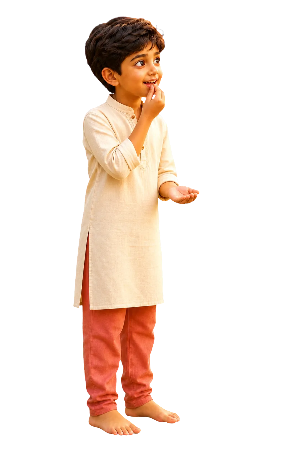 The child tasting a pinch of mukhwas