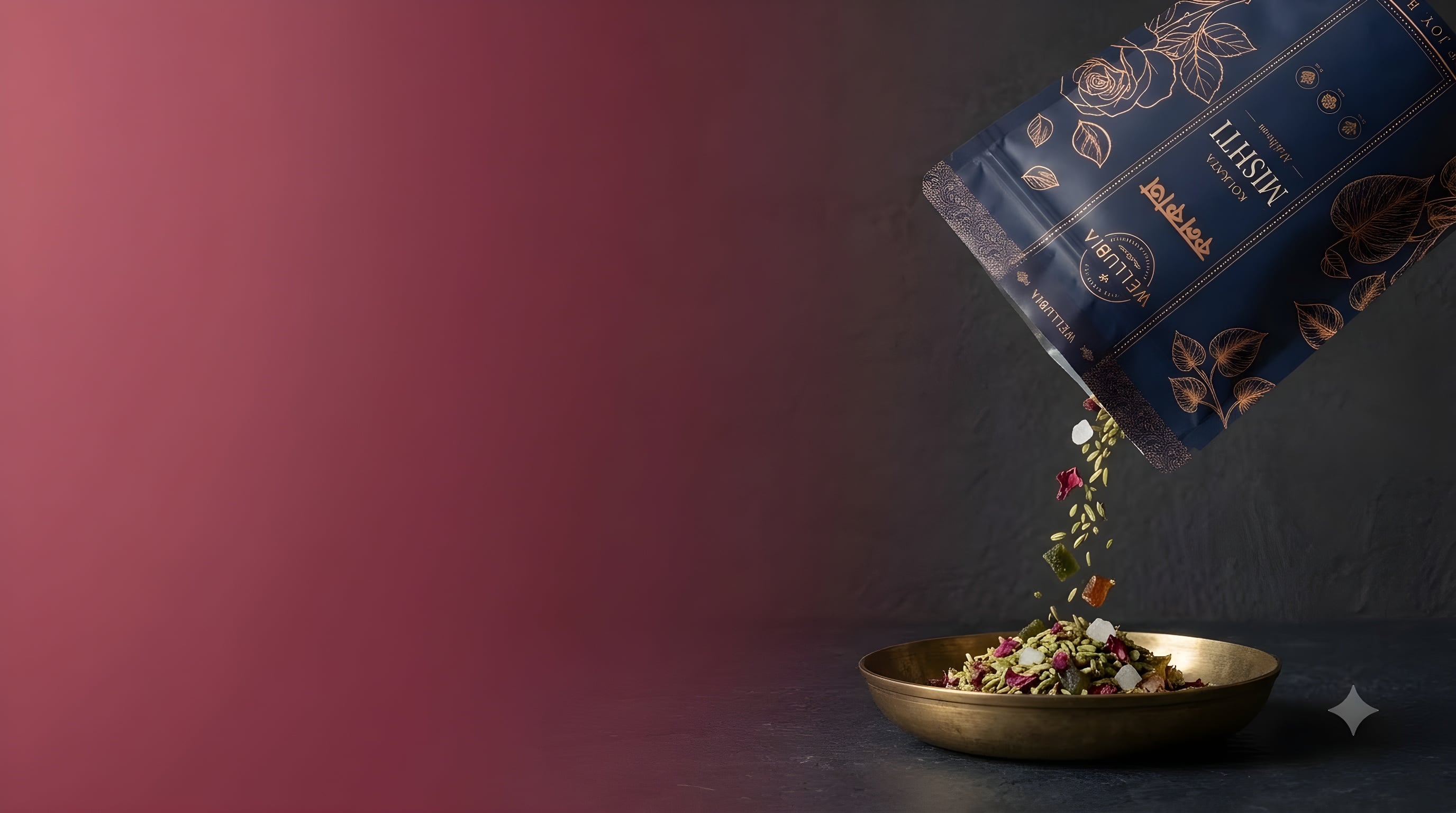 Kolkata Mishti mukhwas spilling from its jar, paan, rose and mishri